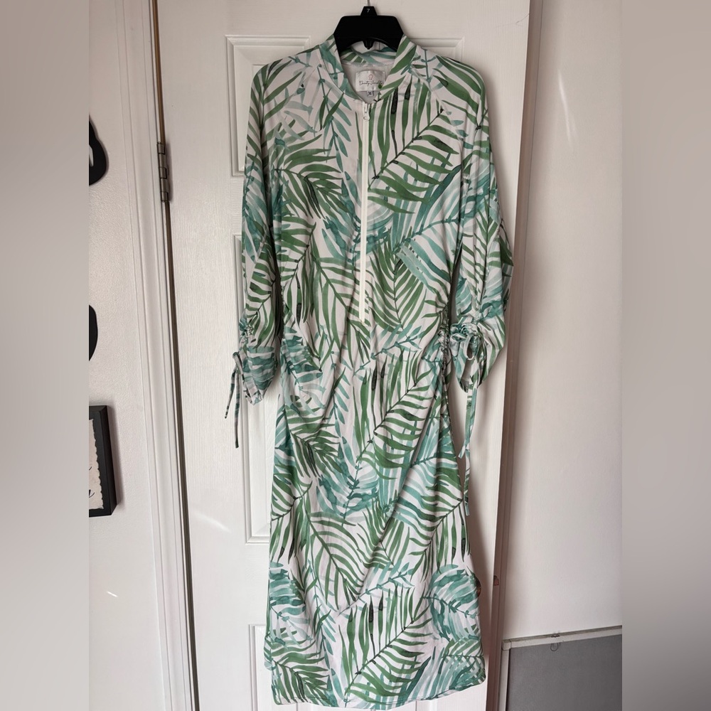 Dainty Jewells Green Leaf Print Swim Dress